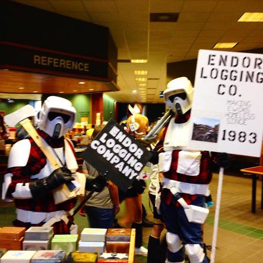 Funny Star Wars Cosplay, Storm Trooper Lumberjacks from Endor